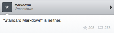 "Standard Markdown is neither"