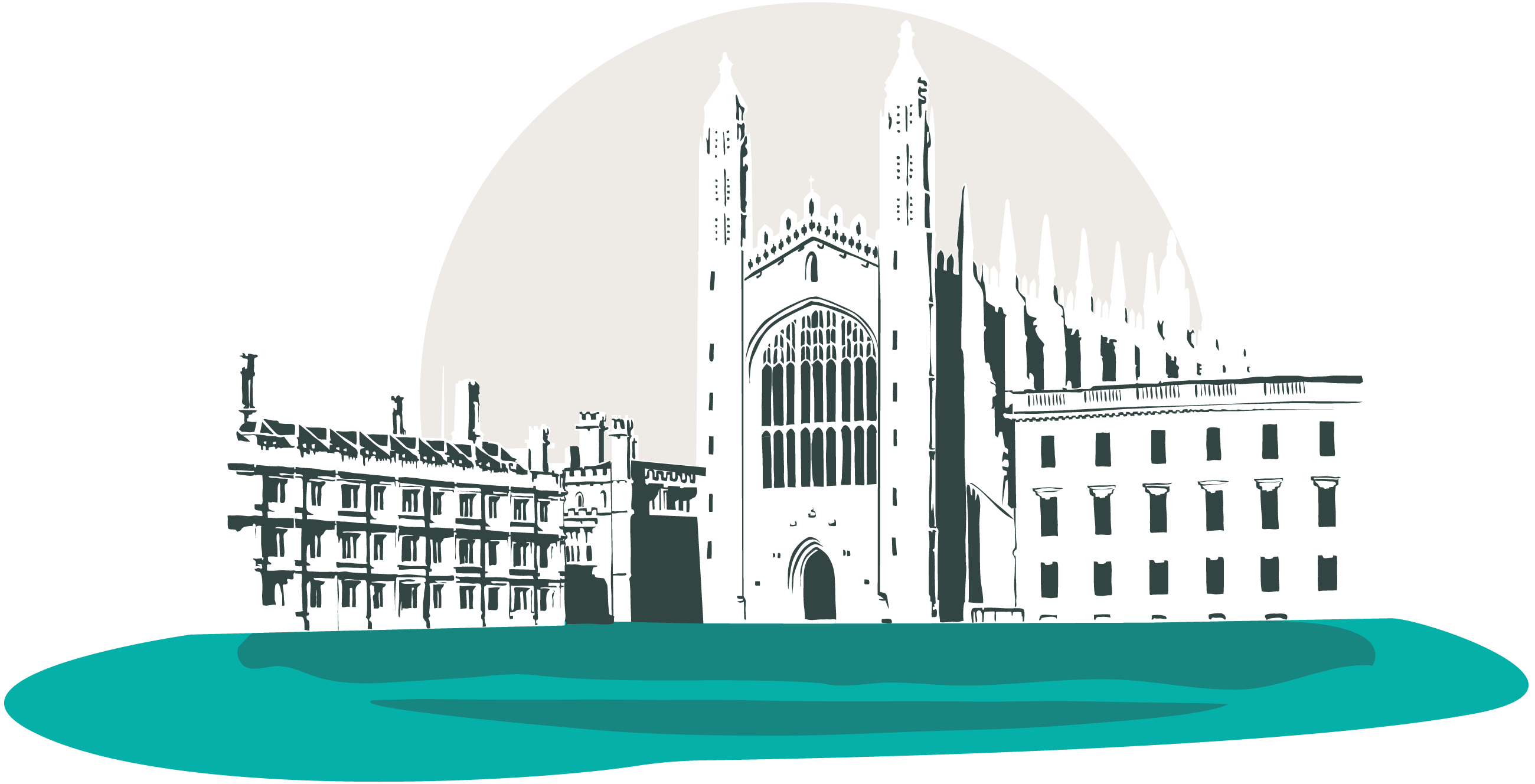 A stylised picture of King's College Chapel in Cambridge, UK